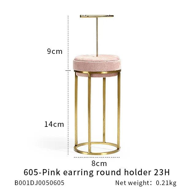 Pink Color Jewelry Shop Window Display Stand Metal Necklace Holder Earring Organizer Pendant Show Rack Bust Photo Props - MRLOUIS