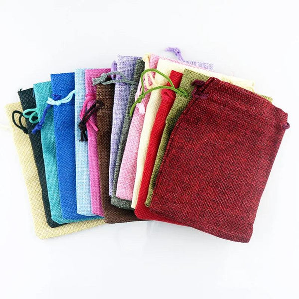 50pcs Gift Bag Vintage Style Natural Burlap Linen Jewelry Travel Storage Pouch Mini Candy Jute Packing Bags christmas gift box MRLOUIS