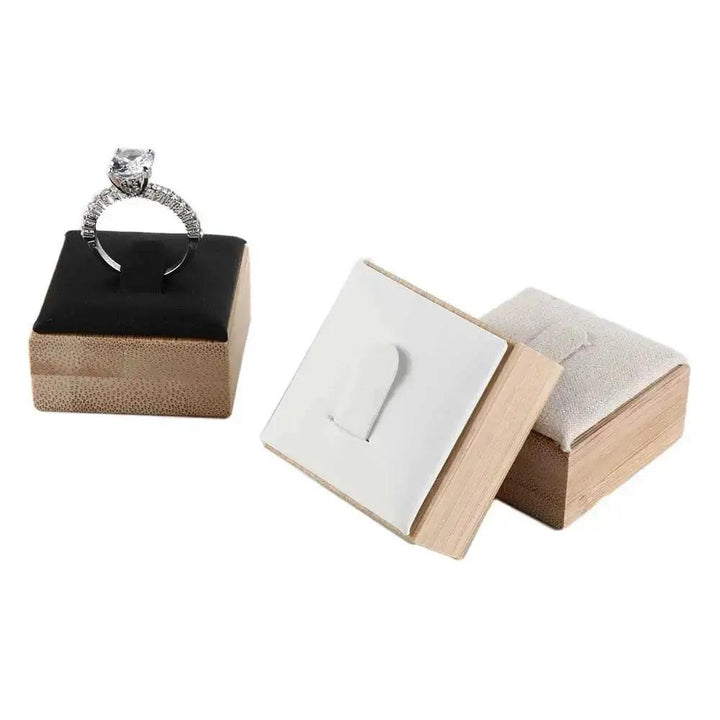 Market Jewelry Display Solid Color Travel Wedding Ring Box Wooden Jewelry Show Props Ring Holder Case Earrings Rings Organizer - MRLOUIS