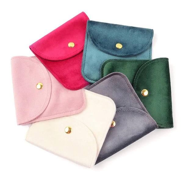 Jewellery Pouch Snap Button Soft Velvet Bag Envelope Jewelry Packaging Bag Wedding Gift Bracelet Necklace Earrings Rings Storage MRLOUIS