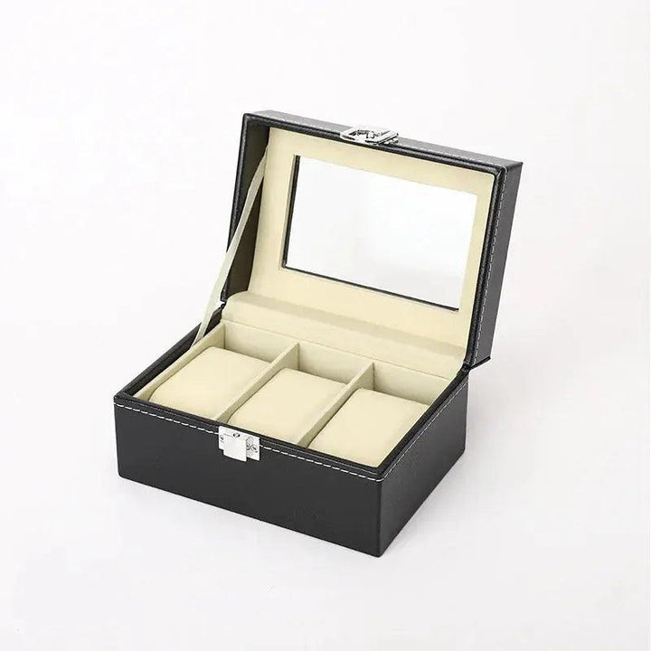 Hot Sale PU Leather Display Storage Collection Organizer watch box Case With Glass Top Slot Men Watch Bracket Display Box Gifts - MRLOUIS