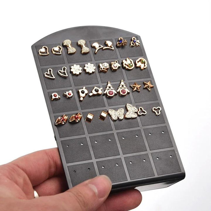 48/72 Holes Portable Earrings Ear Studs Holder Jewelry Display Holders Plastic Earring Showcase Storage Rack Organizer Stand Box MRLOUIS