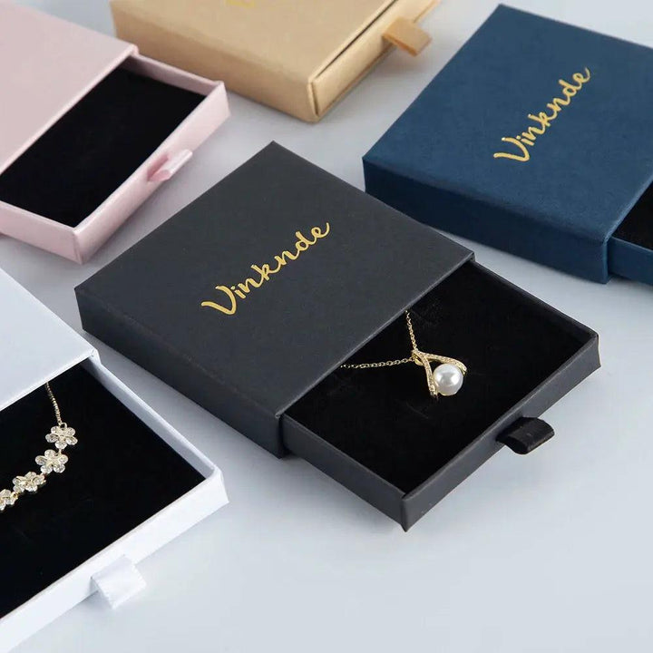 50pcs 9*9*3.2cm Paper Drawer box Personalized DIY Slide Jewelry Packaging Storage Case Bulk Custom Box Cardboard Necklace Carton - MRLOUIS