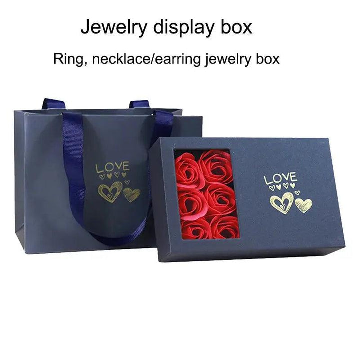 Rose Gift Box Eternal Flower Ring,Pendant,Earrings,Necklace,Jewelry Box 6 Valentine's Day Rose Gift Box Packaging Box Jewelry St - MRLOUIS