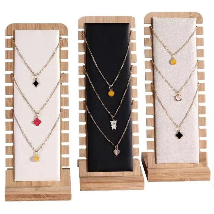 New Solid Bamboo Wood Jewelry Display Stand Necklace Showcase Holder Pendant Long Chain Handing Organizer Holder For Necklaces MRLOUIS