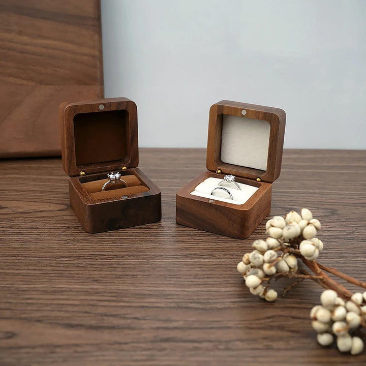 Wooden Ring Box Jewelry Display Lover Ring Holder Proposal Engagement wedding Organizer Golden Marriage Anniversary Love Gift MRLOUIS