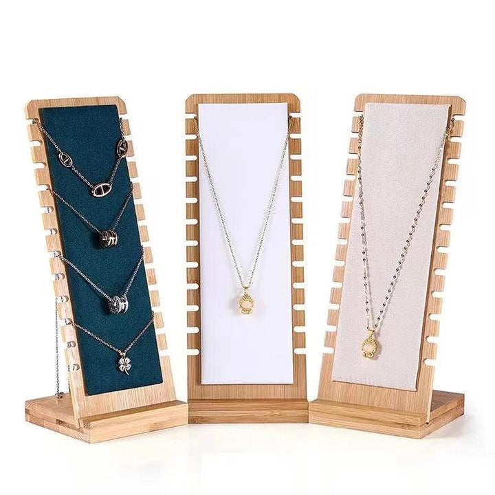 New Solid Bamboo Wood Jewelry Display Stand Necklace Showcase Holder Pendant Long Chain Handing Organizer Holder For Necklaces MRLOUIS