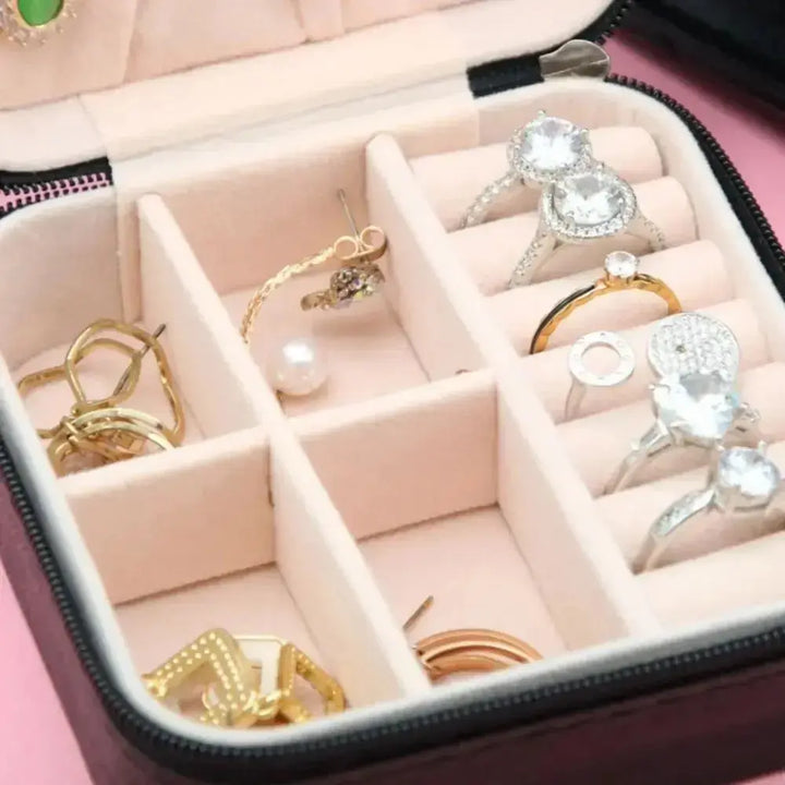 Mini Jewelry Storage Box Portable Home Travel Earrings Necklace Storage Case for Women Ring Organizer PU Leather Display Case MRLOUIS