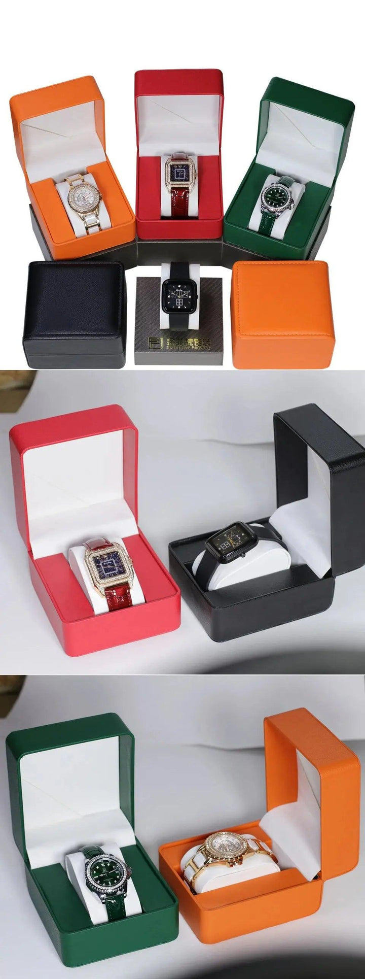 Black Single Watch Gift Box with Pillow PU Leather Wristwatch Display Case Organizer for Men - MRLOUIS