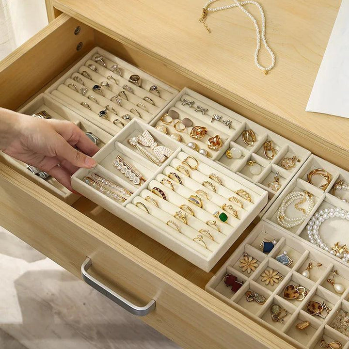 Velvet Jewelry Box Organizer DIY Earring Necklace Ring Jewelry Display Tray Portable Storage Box Jewelry Display Case MRLOUIS