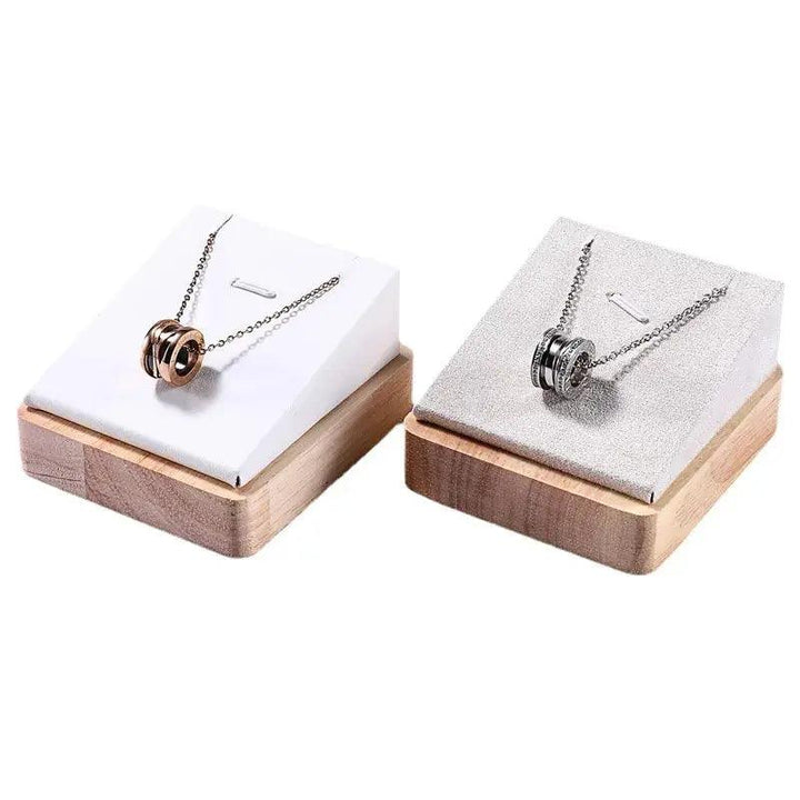 New Wooden Jewelry Pendant Necklace Display Stand Holder PU Velvet Women Shopwindow Wedding Organizer Trays Box - MRLOUIS