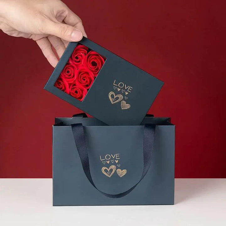 Rose Gift Box Eternal Flower Ring,Pendant,Earrings,Necklace,Jewelry Box 6 Valentine's Day Rose Gift Box Packaging Box Jewelry St - MRLOUIS