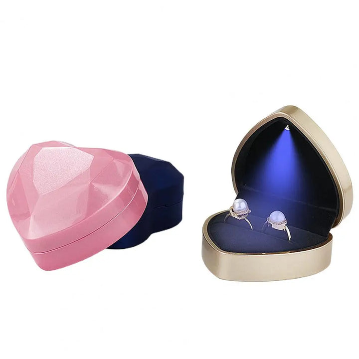 Led Illuminated Ring Box Heart Shaped Led Ring Box Portable Case for Proposal Engagement Wedding Pocket-sized Jewellery Gift Box MRLOUIS