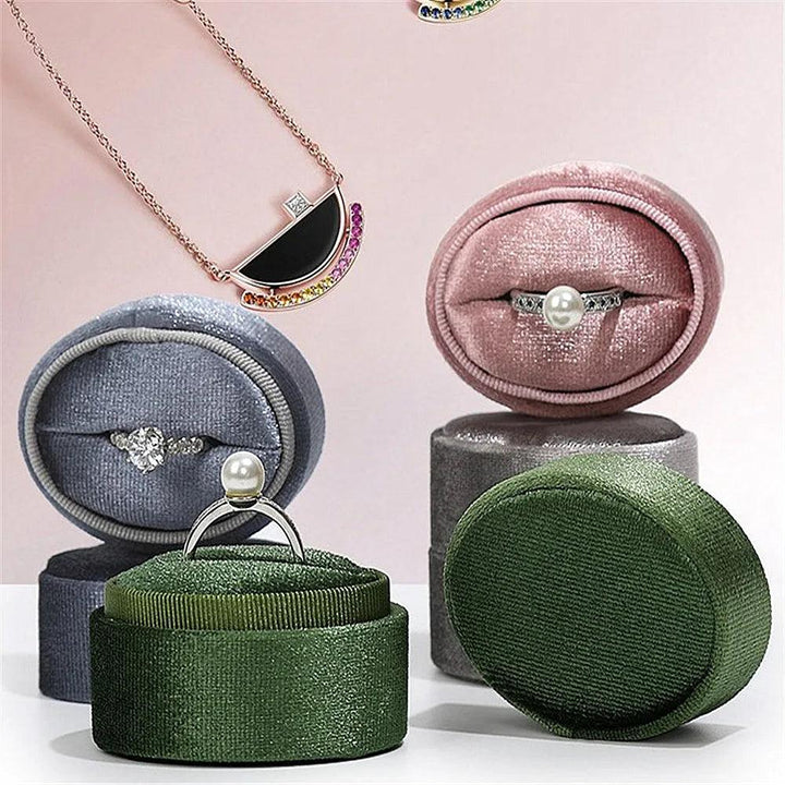 Flannel Jewelry Box Oval Ring Box Simple And Exquisite Velvet Jewelry Box Double Rings Box For Wedding Gift Wrap Packaging Case MRLOUIS