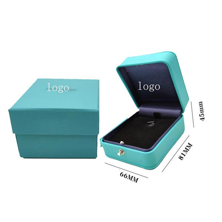 No logo Romantic T Blue Leather Jewelry Gift Box Ring Box Necklace Box Ring Packaging Storage Ring Organizer for Wedding Propose MRLOUIS