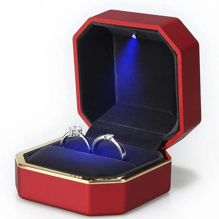 1 Pcs LED Jewelry Ring Box Luxury Velvet Rubber Necklace Pendant Gifts Display With Light For Proposal Engagement Wedding Case MRLOUIS