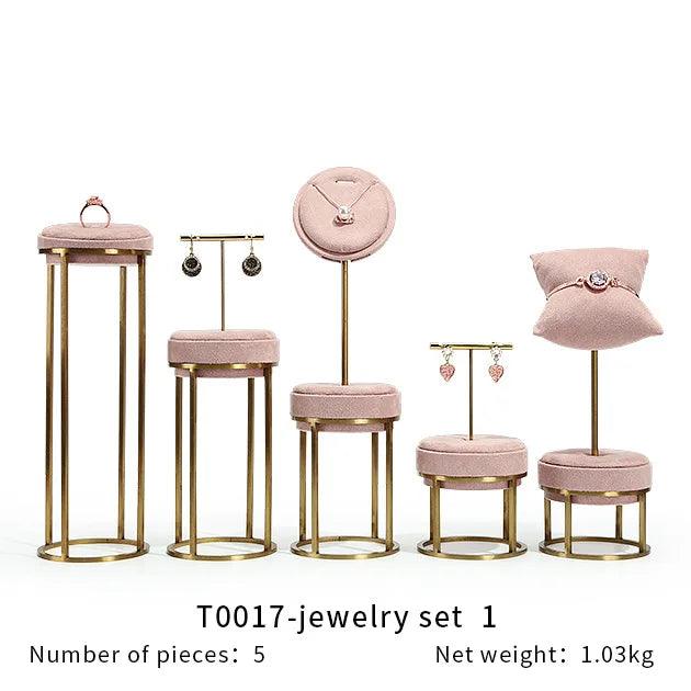 Pink Color Jewelry Shop Window Display Stand Metal Necklace Holder Earring Organizer Pendant Show Rack Bust Photo Props - MRLOUIS