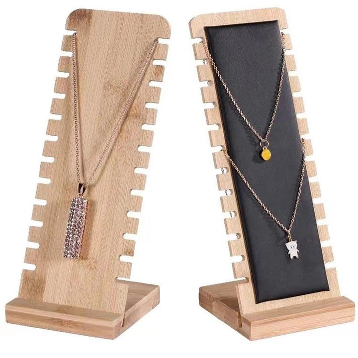 New Solid Bamboo Wood Jewelry Display Stand Necklace Showcase Holder Pendant Long Chain Handing Organizer Holder For Necklaces MRLOUIS