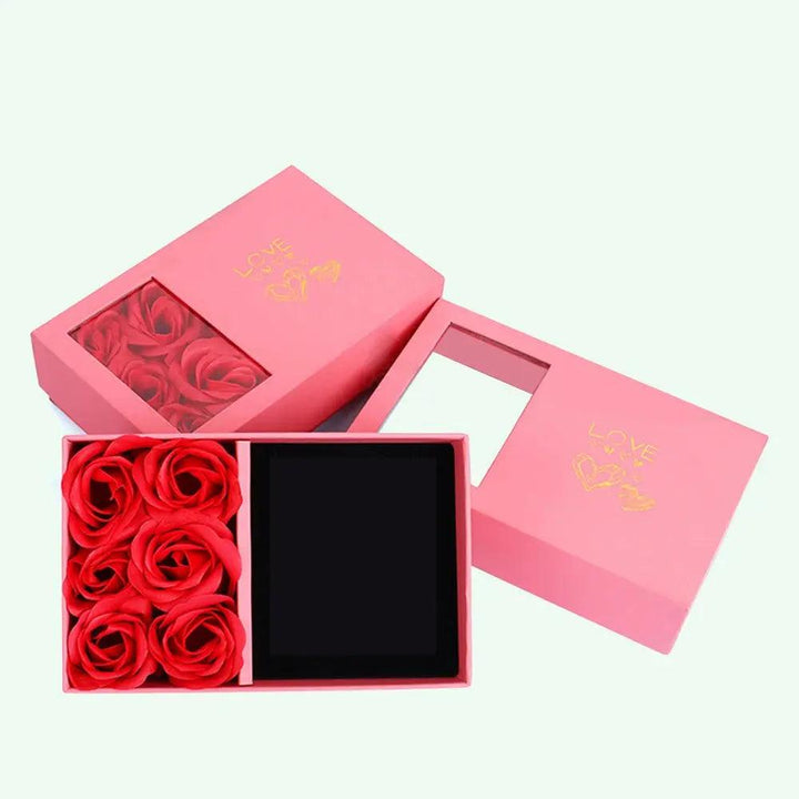 Rose Gift Box Eternal Flower Ring,Pendant,Earrings,Necklace,Jewelry Box 6 Valentine's Day Rose Gift Box Packaging Box Jewelry St - MRLOUIS