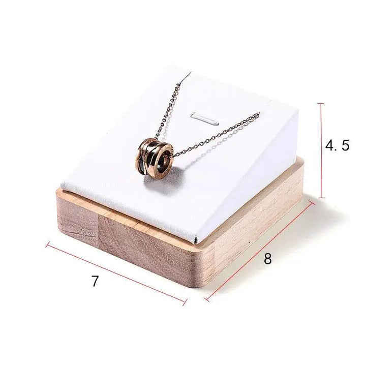 New Wooden Jewelry Pendant Necklace Display Stand Holder PU Velvet Women Shopwindow Wedding Organizer Trays Box - MRLOUIS