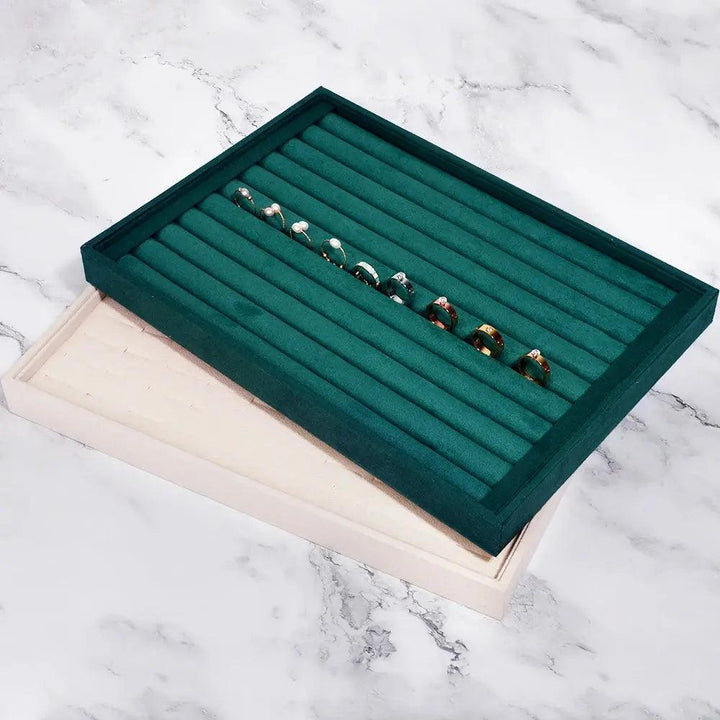 1 Pc Velvet Jewelry Storage Tray Ring Earring Display Box Brooch Handicraft Classification Organizer Exquisite Tray Case - MRLOUIS