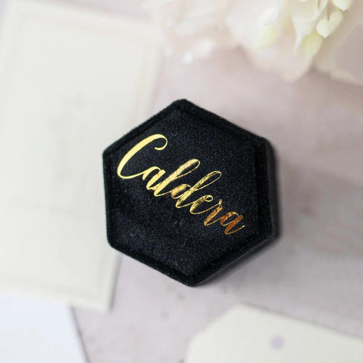 Custom Hexagon Velvet Ring Box Double Slot For Wedding Ceremony Engagement Decoration Velvet Ring Display Personalized Gift MRLOUIS