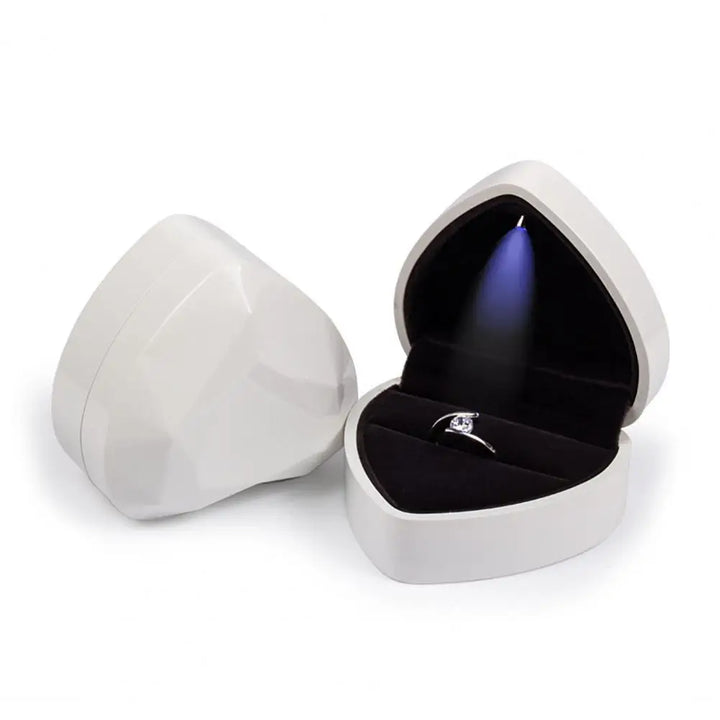 Led Illuminated Ring Box Heart Shaped Led Ring Box Portable Case for Proposal Engagement Wedding Pocket-sized Jewellery Gift Box MRLOUIS