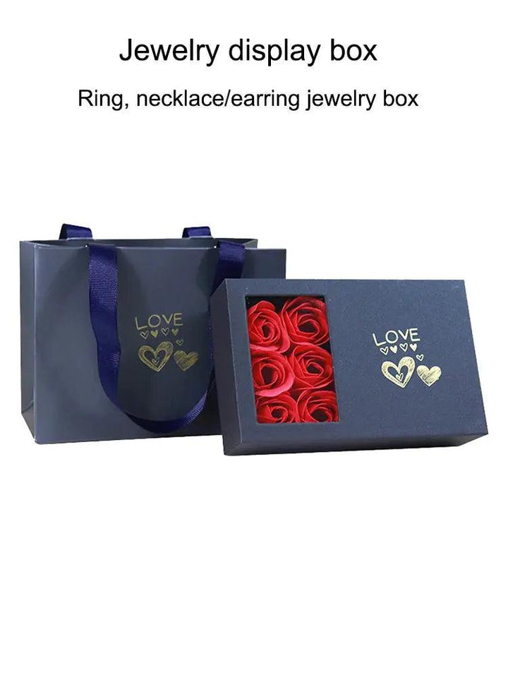 Rose Gift Box Eternal Flower Ring,Pendant,Earrings,Necklace,Jewelry Box 6 Valentine's Day Rose Gift Box Packaging Box Jewelry St - MRLOUIS