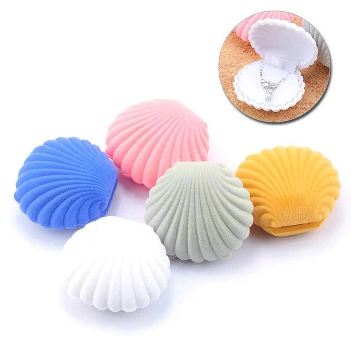 1 Piece Lovely Shell Shape Velvet Jewelry Box Wedding Engagement Ring Box for Earrings Necklace Bracelet Display Gift Box Holder MRLOUIS