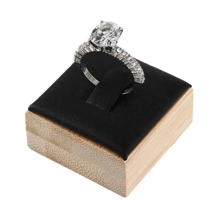 Market Jewelry Display Solid Color Travel Wedding Ring Box Wooden Jewelry Show Props Ring Holder Case Earrings Rings Organizer - MRLOUIS