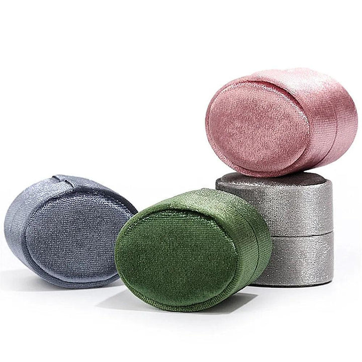 Flannel Jewelry Box Oval Ring Box Simple And Exquisite Velvet Jewelry Box Double Rings Box For Wedding Gift Wrap Packaging Case MRLOUIS