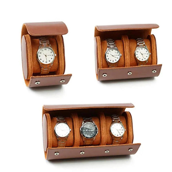 1/2/3-Slot Watch Roll Travel Case Portable Vintage Leather Watch Display Case Storage Box Watch Organizers Men Christmas Gift - MRLOUIS