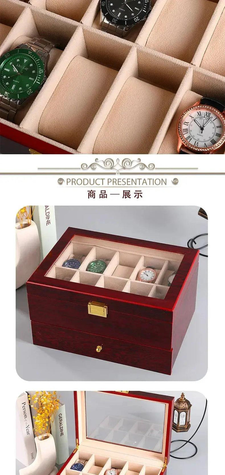 Wooden Watch Box 1/2/3/5/6/10/12 Slot Watch Gift Box Watch Storage Travel Case Organizer Men Jewellery Box Piano-bake-paint - MRLOUIS