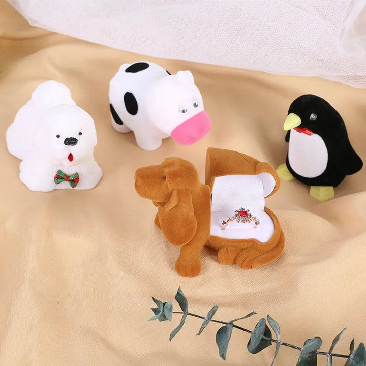 Velvet Jewelry Box Organizer Cute Animal Wedding Ring Box Fruit Storage Case Earring Necklace Display Packaging Gift Accessories MRLOUIS