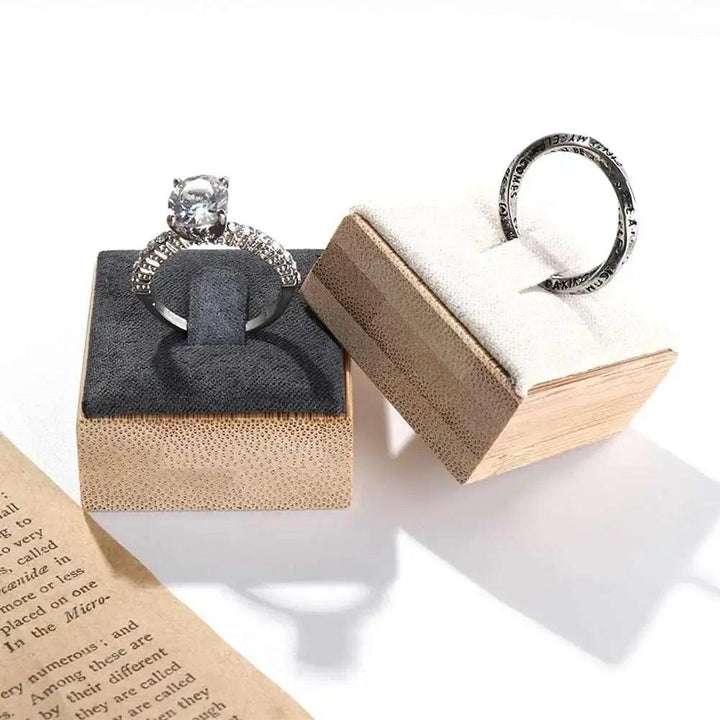 Market Jewelry Display Solid Color Travel Wedding Ring Box Wooden Jewelry Show Props Ring Holder Case Earrings Rings Organizer - MRLOUIS