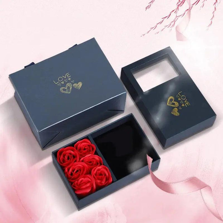 Rose Gift Box Eternal Flower Ring,Pendant,Earrings,Necklace,Jewelry Box 6 Valentine's Day Rose Gift Box Packaging Box Jewelry St - MRLOUIS