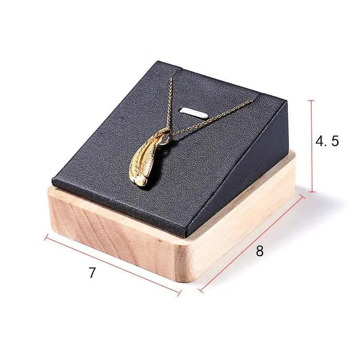 New Wooden Jewelry Pendant Necklace Display Stand Holder PU Velvet Women Shopwindow Wedding Organizer Trays Box - MRLOUIS