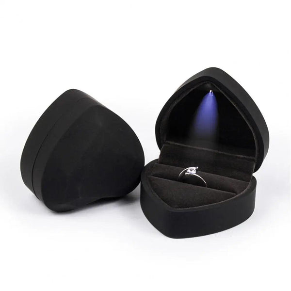 Led Illuminated Ring Box Heart Shaped Led Ring Box Portable Case for Proposal Engagement Wedding Pocket-sized Jewellery Gift Box MRLOUIS