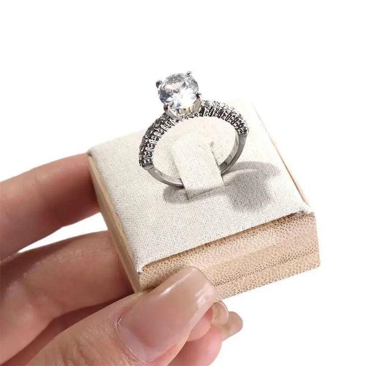 Market Jewelry Display Solid Color Travel Wedding Ring Box Wooden Jewelry Show Props Ring Holder Case Earrings Rings Organizer - MRLOUIS