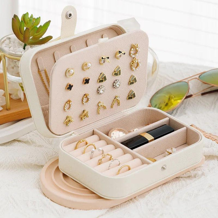 Portable Jewelry Storage Box Travel Organizer Jewelry Case Leather Storage Earrings Necklace Ring Jewelry Organizer Display MRLOUIS