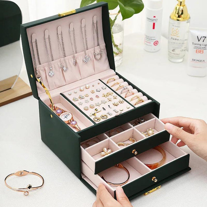 1 Three-layer Large Capacity Beaded Pearl Necklace Bracelet Ring Box Necklace Box Watch Storage Box Jewelry Earrings Box 01 MRLOUIS