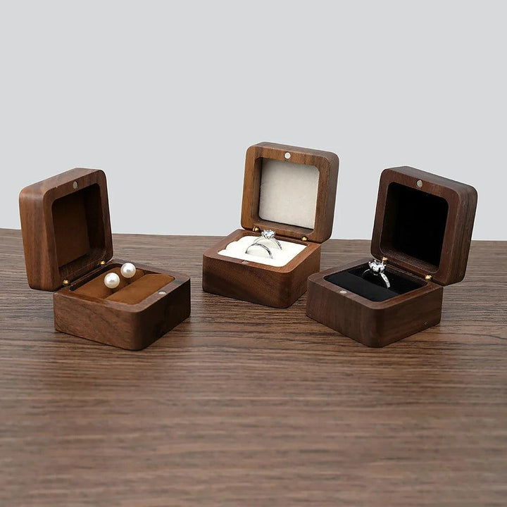 Wooden Ring Box Jewelry Display Lover Ring Holder Proposal Engagement wedding Organizer Golden Marriage Anniversary Love Gift MRLOUIS