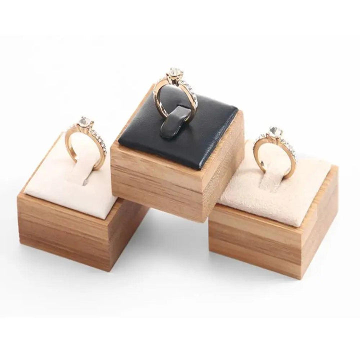 Market Jewelry Display Solid Color Travel Wedding Ring Box Wooden Jewelry Show Props Ring Holder Case Earrings Rings Organizer - MRLOUIS