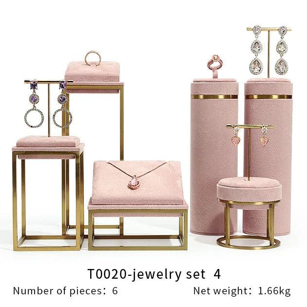 Pink Color Jewelry Shop Window Display Stand Metal Necklace Holder Earring Organizer Pendant Show Rack Bust Photo Props - MRLOUIS