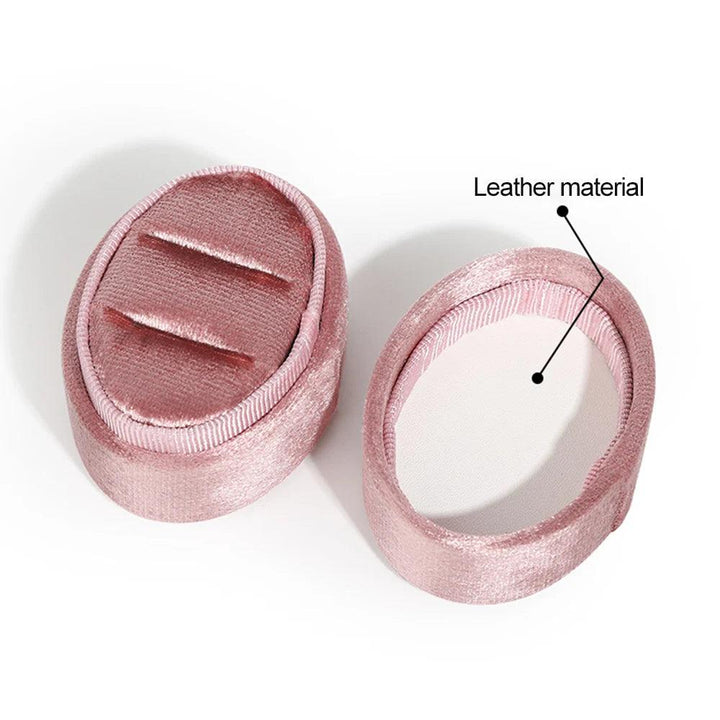 Flannel Jewelry Box Oval Ring Box Simple And Exquisite Velvet Jewelry Box Double Rings Box For Wedding Gift Wrap Packaging Case MRLOUIS