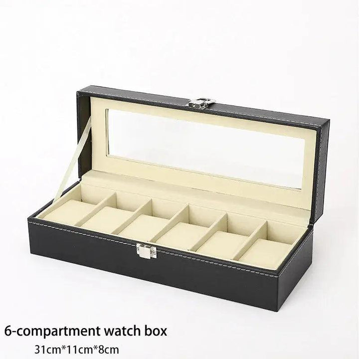 Hot Sale PU Leather Display Storage Collection Organizer watch box Case With Glass Top Slot Men Watch Bracket Display Box Gifts - MRLOUIS