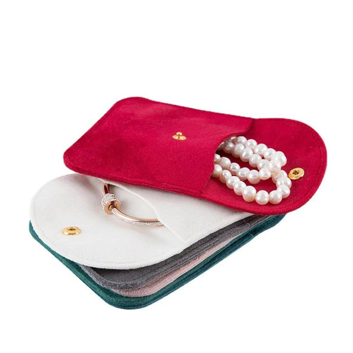 Jewellery Pouch Snap Button Soft Velvet Bag Envelope Jewelry Packaging Bag Wedding Gift Bracelet Necklace Earrings Rings Storage MRLOUIS