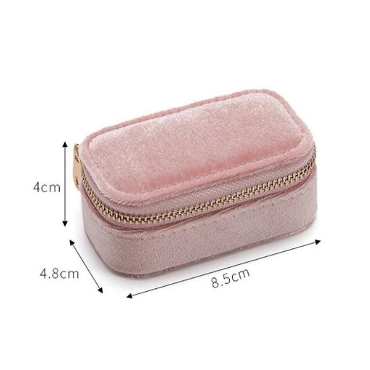 1pcs Mini Velvet Ring Box Jewelry Storage Case Single Layer Earrings Necklace Organizer Candy Color Zipper Bag Travel Portable MRLOUIS