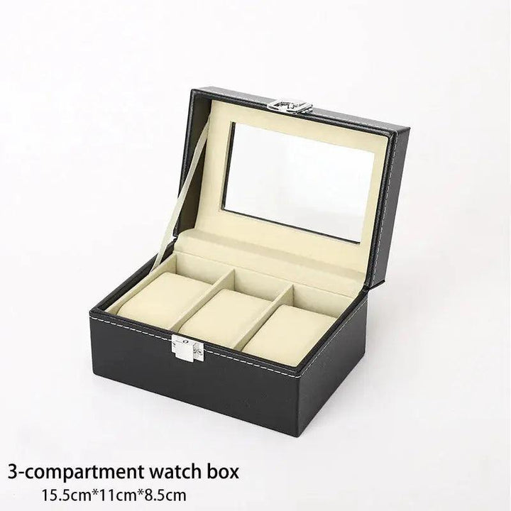 Hot Sale PU Leather Display Storage Collection Organizer watch box Case With Glass Top Slot Men Watch Bracket Display Box Gifts - MRLOUIS