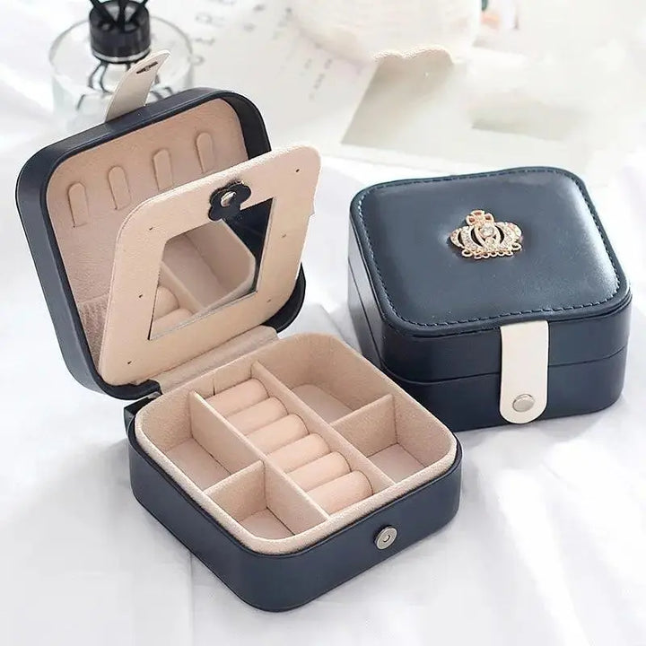 1pcs Double Layer Storage Box For Men And Women Large Capacity Leather Jewelry Box Hardware Latch Travel Portable Flip Lid Palm MRLOUIS